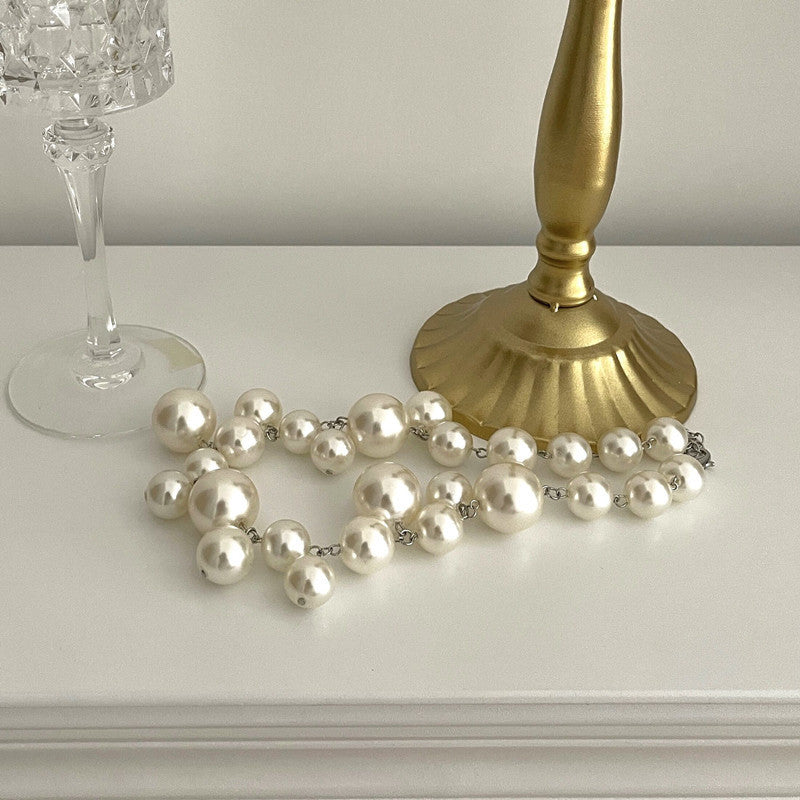 Retro French Baroque Overlaid Pearl Collar Chain
