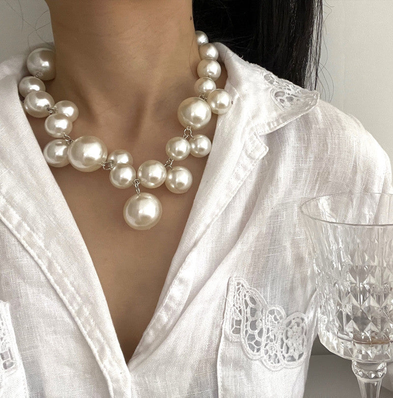 Retro French Baroque Overlaid Pearl Collar Chain